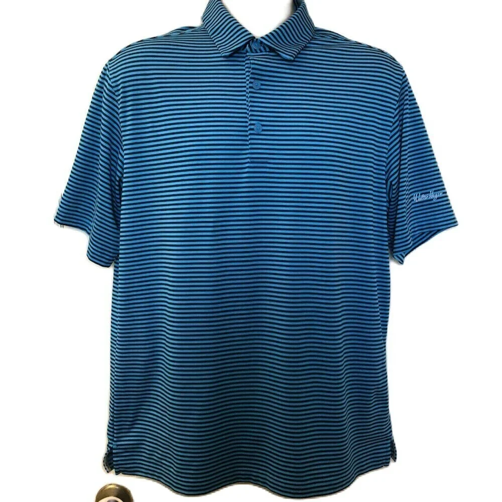 Walter Hagen Set of 2 Men's Golf Polo Shirts Red Blue Striped 11 Majors Medium
